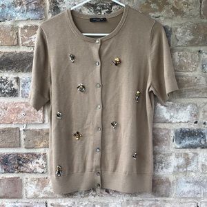 Ann Taylor Brown embellished cardigan